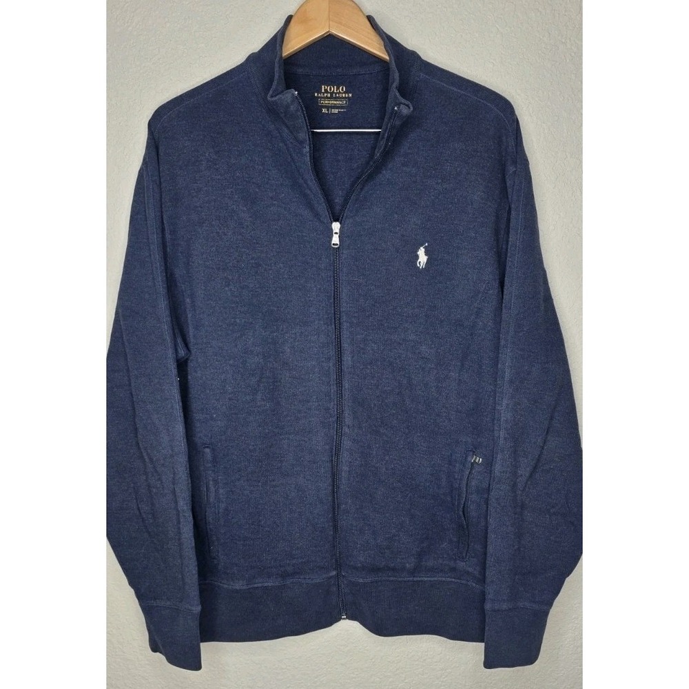 Polo Ralph Lauren Men XL Navy Full Zip Up Jacket Performance Pockets Casual